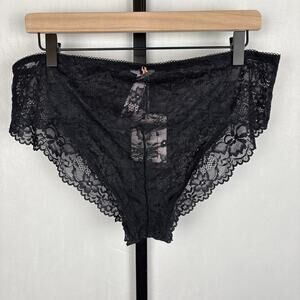 NEW Savage X Fenty Women’s Panties Size 2X Floral Lace Cheeky Black Hipster